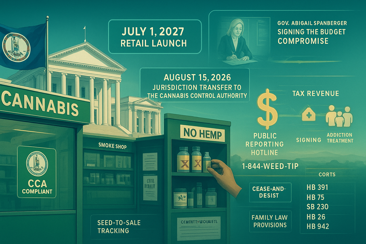Virginia Sets 2027 Retail Cannabis Launch, Tightening Hemp Rules First